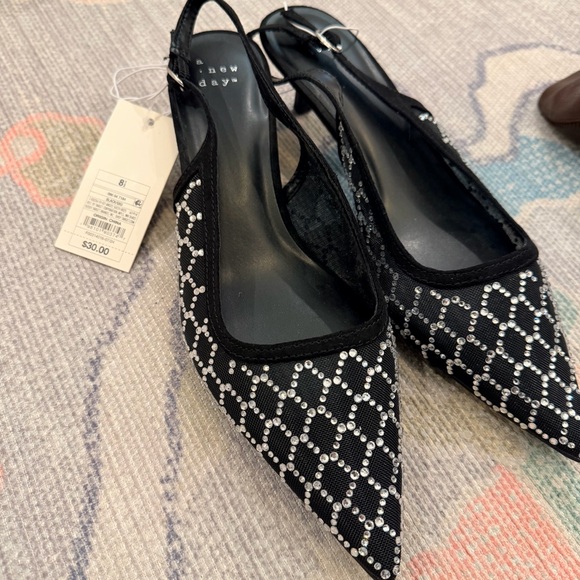 a new day Black Crystal-Embellished Pointed Slingback Flats - Picture 3 of 4